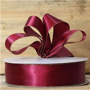Basics 2 Go Satin Ribbon - 40mm Gold Edge Wine